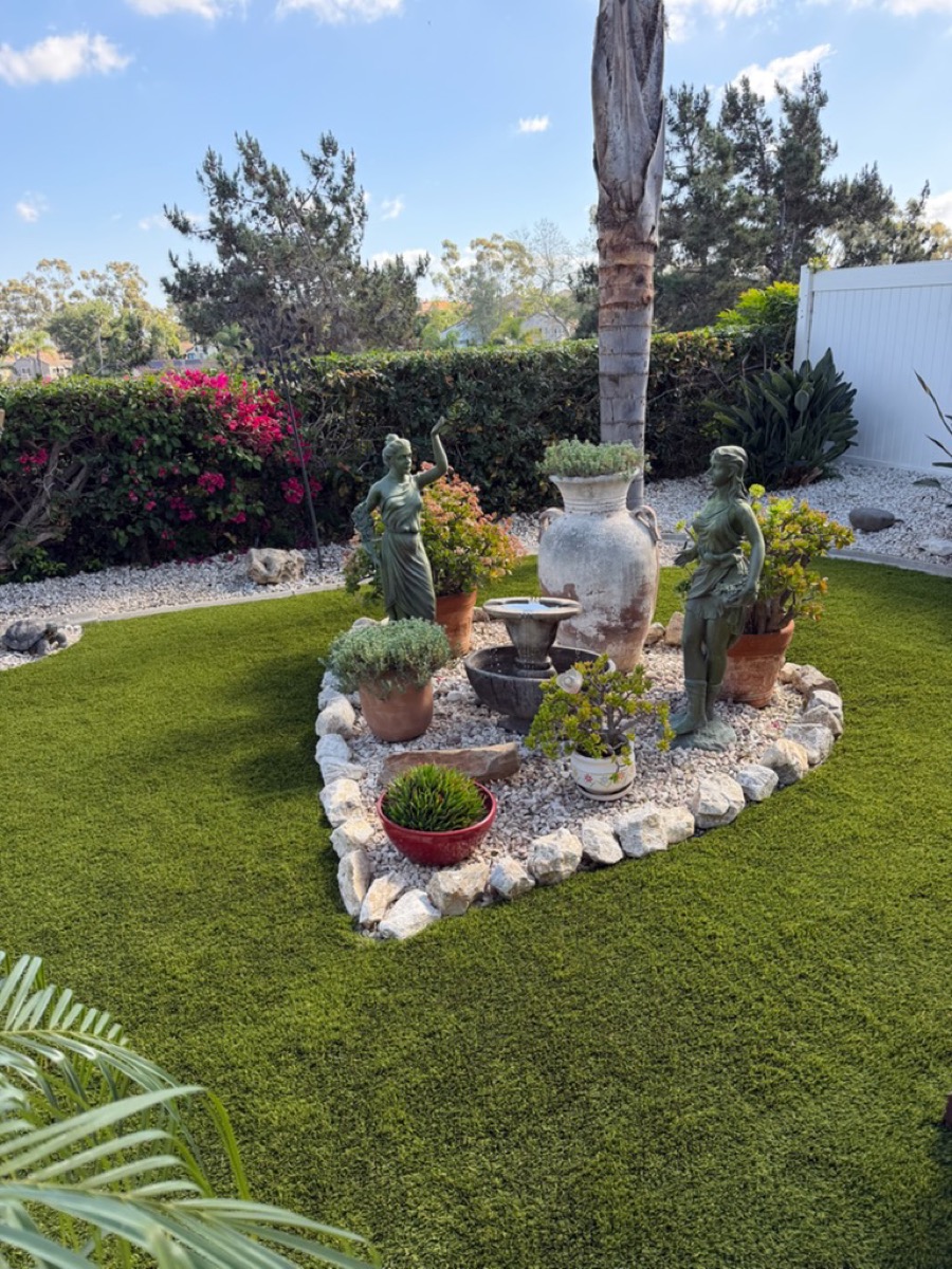 Decorative garden with artificial turf in Vista, CA